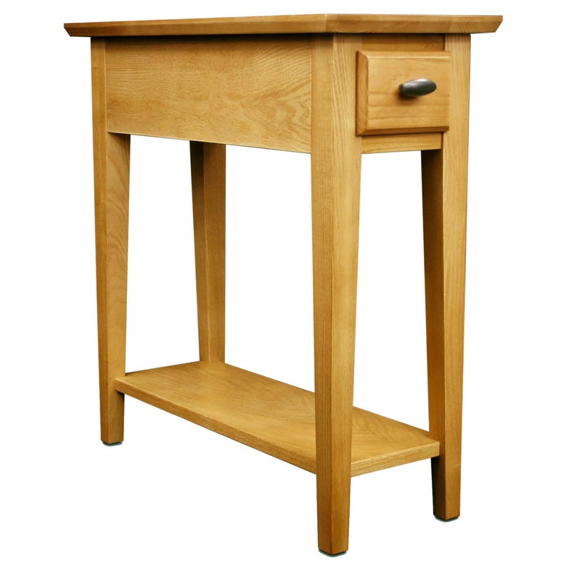 Leick Home Teegan End Table, Solid Wood, 1 Storage Drawer, Bottom Display Shelf, Narrow, Easy-Assembly, For Living Room/Bedroom, Desert Sand, 24 in L x 10 in W x 24 in H, 10071-DS - Image 1
